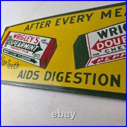 Vintage Wrigley Chewing Gum Sign Porcelain Spearmint Advertising Gas Pump Sign