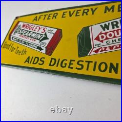 Vintage Wrigley Chewing Gum Sign Porcelain Spearmint Advertising Gas Pump Sign Vintage Wrigley Chewing Gum Sign Porcelain Spearmint Advertising Gas Pump Sign