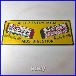 Vintage Wrigley Chewing Gum Sign Porcelain Spearmint Advertising Gas Pump Sign