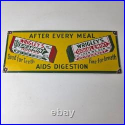 Vintage Wrigley Chewing Gum Sign Porcelain Spearmint Advertising Gas Pump Sign Vintage Wrigley Chewing Gum Sign Porcelain Spearmint Advertising Gas Pump Sign