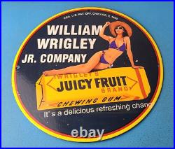 Vintage Wrigley Gum Porcelain Sign Juicy Fruit Gas Pump Plate Service Sign