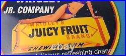 Vintage Wrigley Gum Porcelain Sign Juicy Fruit Gas Pump Plate Service Sign