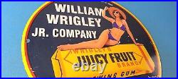 Vintage Wrigley Gum Porcelain Sign Juicy Fruit Gas Pump Plate Service Sign