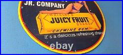 Vintage Wrigley Gum Porcelain Sign Juicy Fruit Gas Pump Plate Service Sign