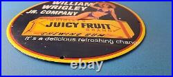 Vintage Wrigley Gum Porcelain Sign Juicy Fruit Gas Pump Plate Service Sign