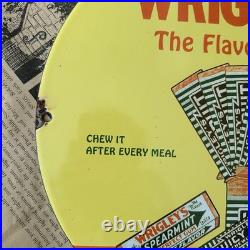 Vintage Wrigley's Chewing Gum Three Flavors 12 Inch Porcelain Enamel Sign