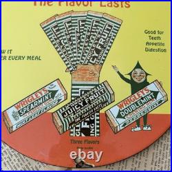 Vintage Wrigley's Chewing Gum Three Flavors 12 Inch Porcelain Enamel Sign