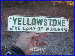 Vintage YELLOWSTONE NATIONAL PARK LICENSE PLATE TOPPER Rare Old Advertising Sign