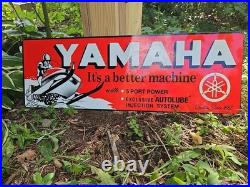 Vintage Yamaha Porcelain Sign 35 X 12 Sales Service Parts Gas Oil, Snow Mobile Vintage Yamaha Porcelain Sign 35 X 12 Sales Service Parts Gas Oil, Snow Mobile