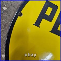 Vintage Yellow Pennzoil Old Us Gasoline Oil Gas Pump Enamel Porcelain Sign