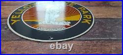 Vintage Yellowstone National Park Porcelain Gas Service Station Pump Plate Sign