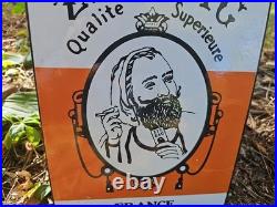 Vintage Zig Zag Porcelain Sign 1949 France Cigarette Smoking Tobacco Roll Papers