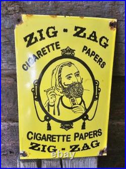 Vintage Zig Zag Porcelain Sign 1969 France Cigarette Smoking Tobacco Roll Papers