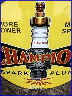 Vintage champion spark plug porcelain sign large dated 1939