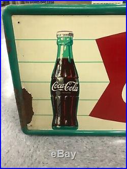 Vintage coca cola coke fishtail sign with Bottle & Diamond Can