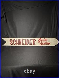 Vintage double Sided Wood Sign From Schneider Auto Center In Trinway, Ohio