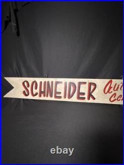 Vintage double Sided Wood Sign From Schneider Auto Center In Trinway, Ohio