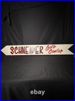 Vintage double Sided Wood Sign From Schneider Auto Center In Trinway, Ohio