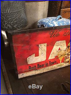 Vintage early Jax Beer Metal sign With Bottle and Can Lone Star Pearl Texas