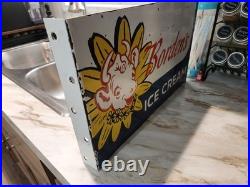 Vintage ice cream sign porcelain Dbl Sided 16.5×10