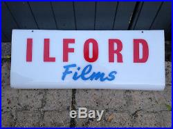Vintage illuminated sign Ilford film cameras shop display classic Essex man cave