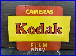 Vintage kodak advertising hanging metal sign 2 sided retro