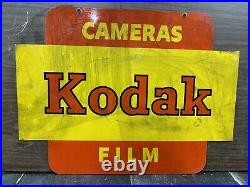 Vintage kodak advertising hanging metal sign 2 sided retro