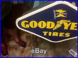 Vintage lg 58 Metal Goodyear Tire Display Sign Gas Oil Gasoline Service Station