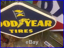 Vintage lg 58 Metal Goodyear Tire Display Sign Gas Oil Gasoline Service Station