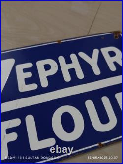 Vintage model Zephyr Flour Advertising Sign Steel plate Rusty Spot No Porcelain Vintage model Zephyr Flour Advertising Sign Steel plate Rusty Spot No Porcelain