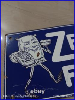 Vintage model Zephyr Flour Advertising Sign Steel plate Rusty Spot No Porcelain Vintage model Zephyr Flour Advertising Sign Steel plate Rusty Spot No Porcelain