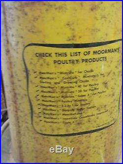 Vintage moormans chicken poultry feed farm advertising tin feeder sign