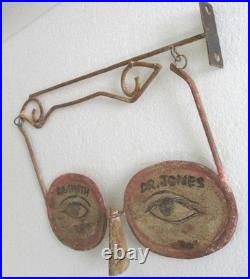 Vintage old Optometrist's advertisement / trade sign specs with wall bracket