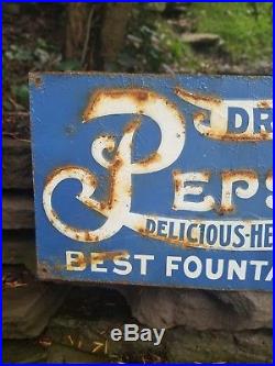 Vintage old embossed rare Pepsi soda sign general store gas station restaurant