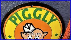 Vintage porcelain Piggly Wiggly sign original