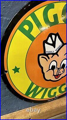 Vintage porcelain Piggly Wiggly sign original