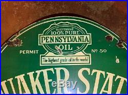Vintage porcelain Quaker State sign