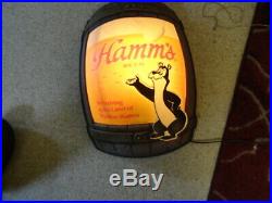 Vintage sign Hamm's Beer Barrel Bear Advertising Bar Wall Light
