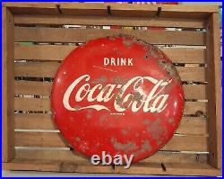 Vintage store sign Drink COCA-COLA 1960 16 inch Round Button Style CLASSIC