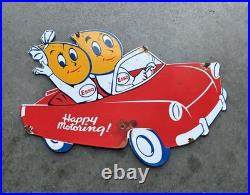 Vintage style Esso Gasoline Porcelain Sign Oil Drop Boy Gas Service Station Car