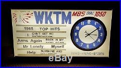 Vintage w 1965 Top Hits WKTM Radio Light Up Advertising Clock Hartford, WI