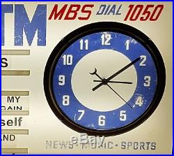 Vintage w 1965 Top Hits WKTM Radio Light Up Advertising Clock Hartford, WI