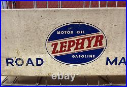 Vintage zephyr Motor Oil Gas Station Advertising Map Holder Rack Display Sign
