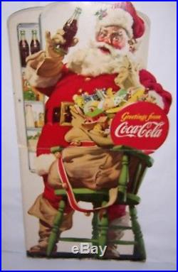 Vtg 1948 Coca Cola Santa Claus Christmas Cardboard Stand Up Advertising Sign