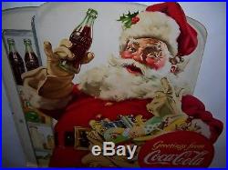 Vtg 1948 Coca Cola Santa Claus Christmas Cardboard Stand Up Advertising Sign