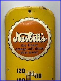 Vtg 1950s 60s Nesbitt's Orange Soda Pop Advertising Thermometer Metal Sign 27