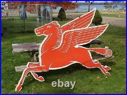 Vtg 1951 Mobil Oil Gas Station Flying Horse Pegasus Cookie Cutter Porcelain Sign