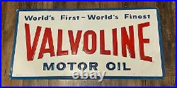 Vtg 1968 Valvoline Motor Oil Embossed Metal Sign 36 x 18 Gas & Oil Station