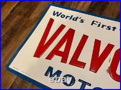 Vtg 1968 Valvoline Motor Oil Embossed Metal Sign 36 x 18 Gas & Oil Station