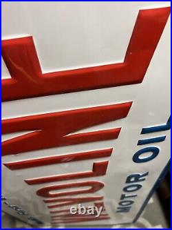 Vtg 1968 Valvoline Motor Oil Embossed Metal Sign 36 x 18 Gas & Oil Station